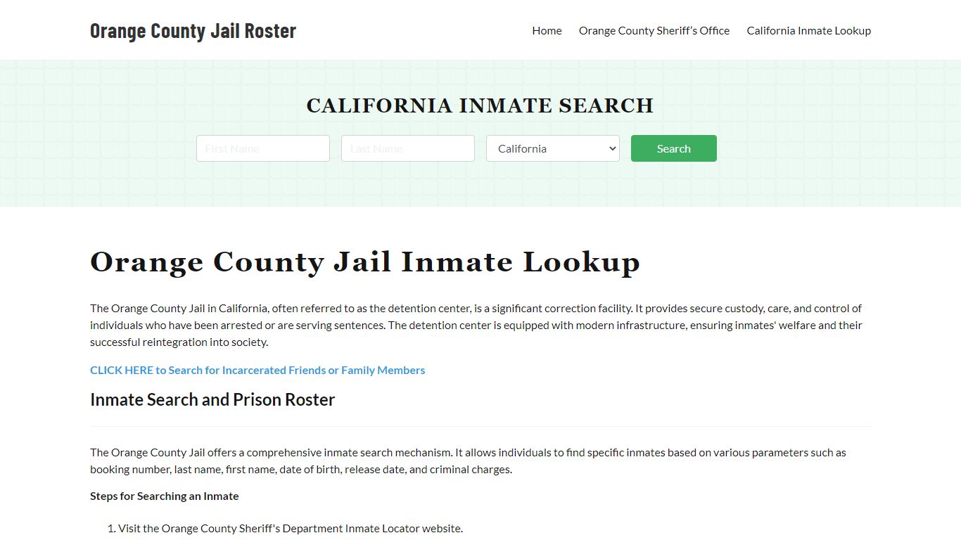 Orange County Jail Roster Lookup, CA, Inmate Search